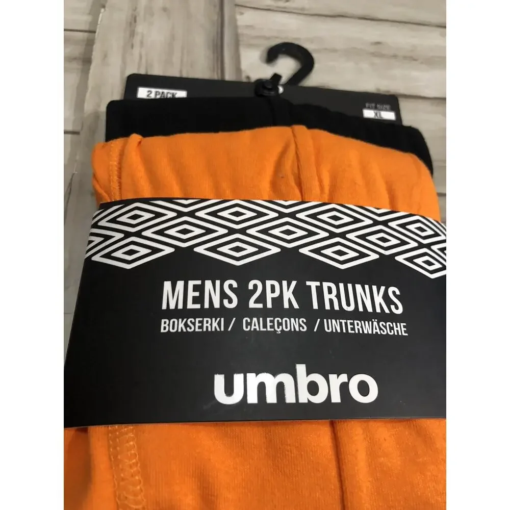 Umbro Boxer Trunks Mens XL Brief Underwear Orange Shorts Cotton 2 Pack A9
